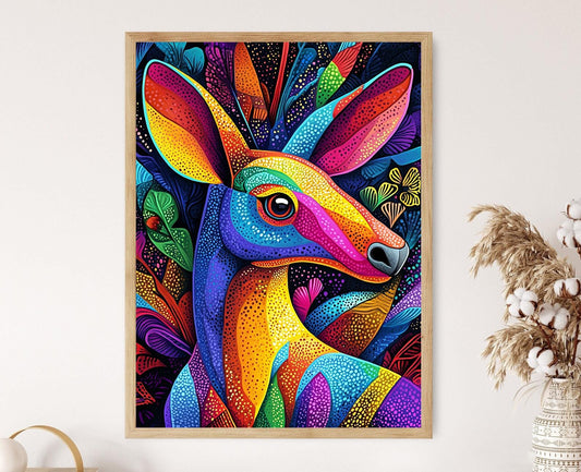 Affiche Kangourou Tinga Tinga – Illustration Colorée de la Faune Tanzanienne