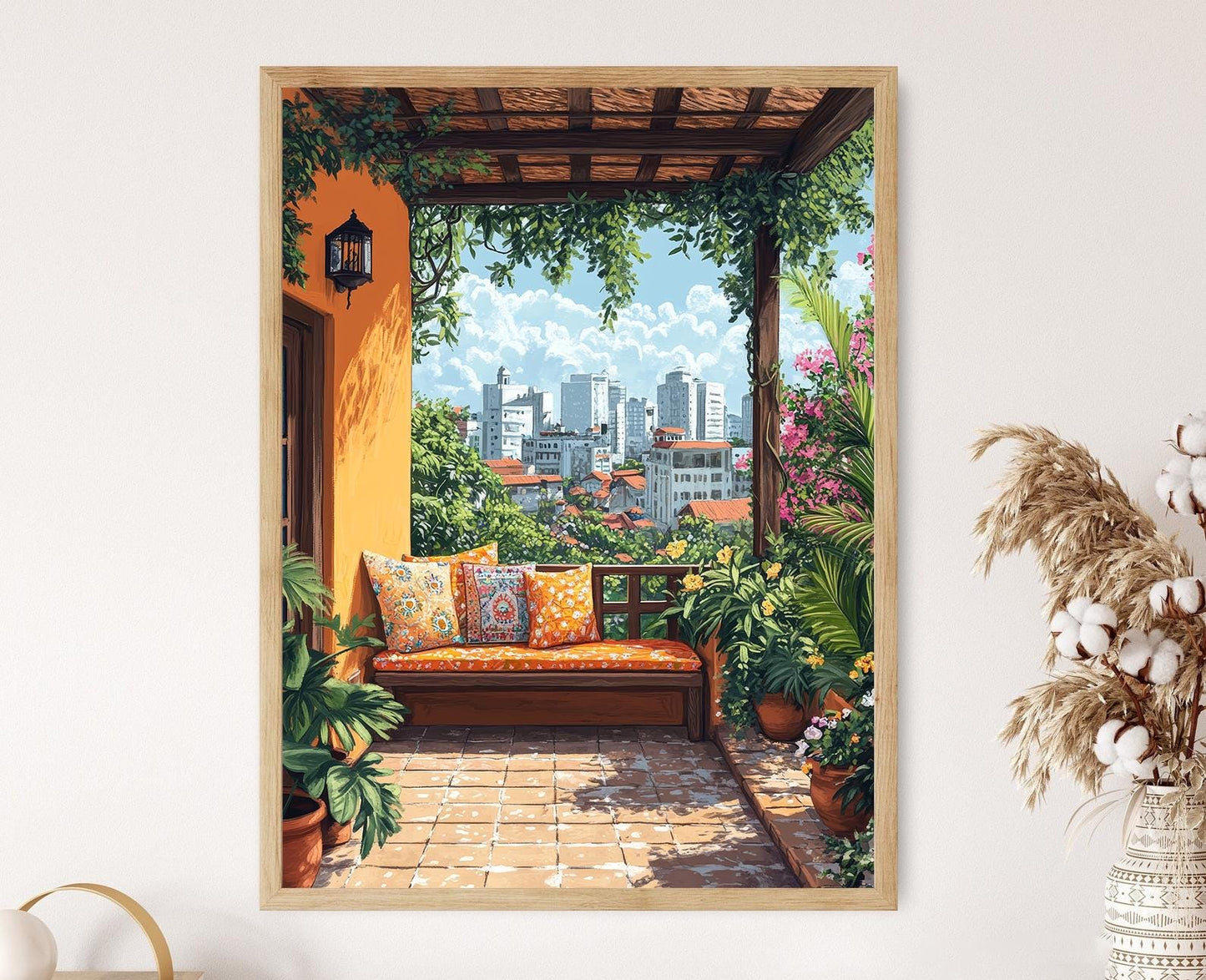 Affiche Art de Patio Dhaka – Poster Décor Nakshi Kantha