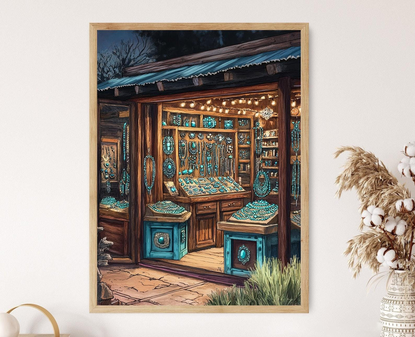 Affiche Arizona Turquoise – Illustration Southwestern Bijoux Art Print