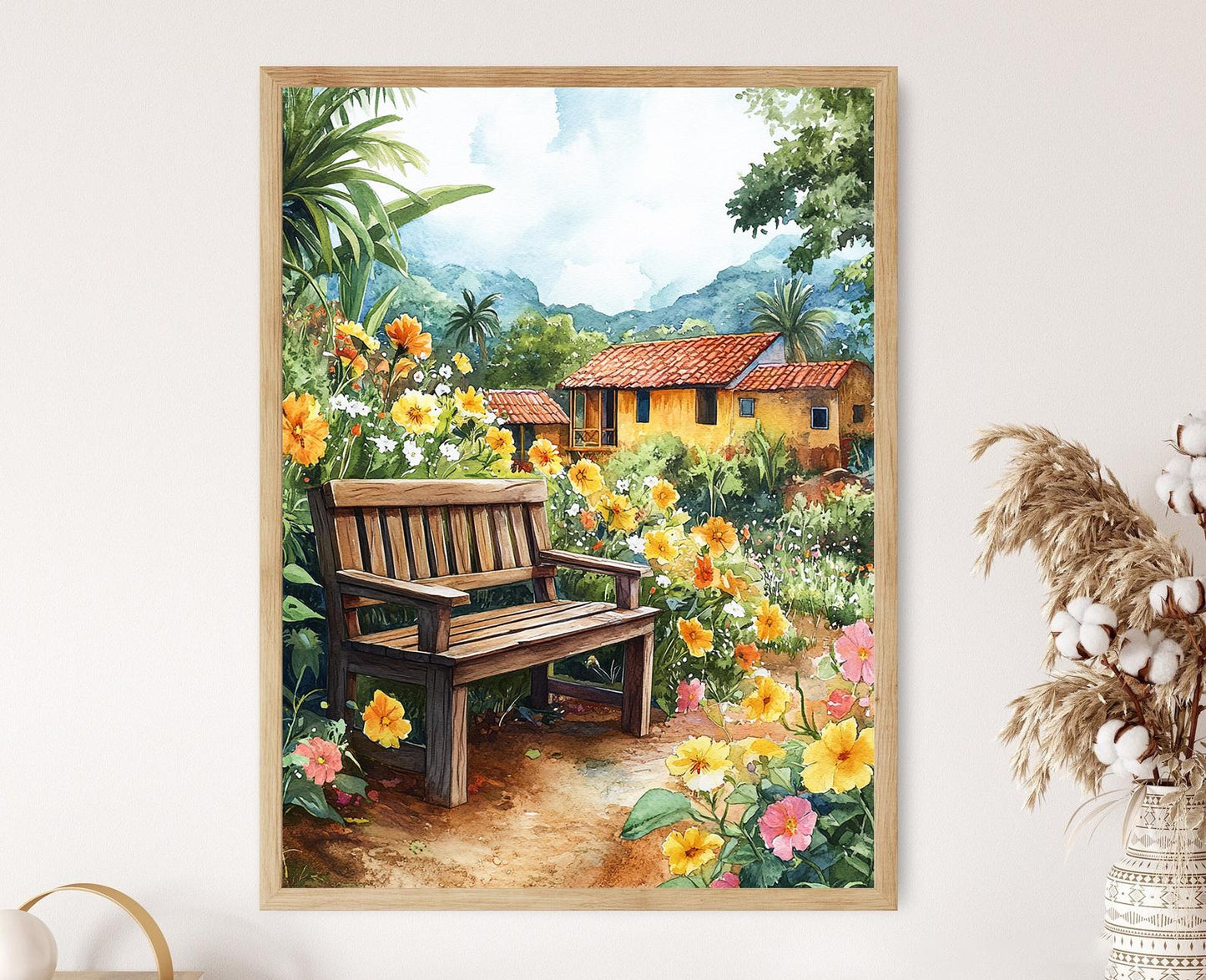 Affiche Banc de Jardin Belize – Poster Art Sauvage Champêtre