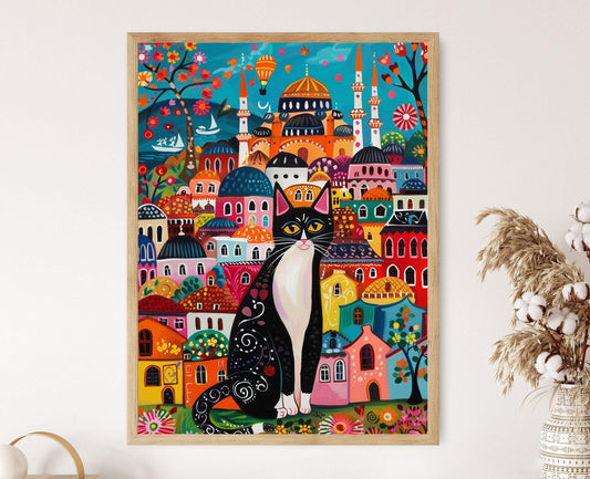 Affiche Chats d'Istanbul – Imprimé Artisanal Décor de Ville