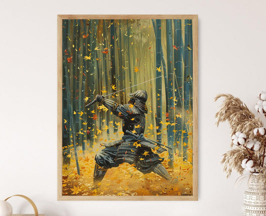Affiche Art de Lutte Kendo – Tableau Peint à la Main pour Décor Martial