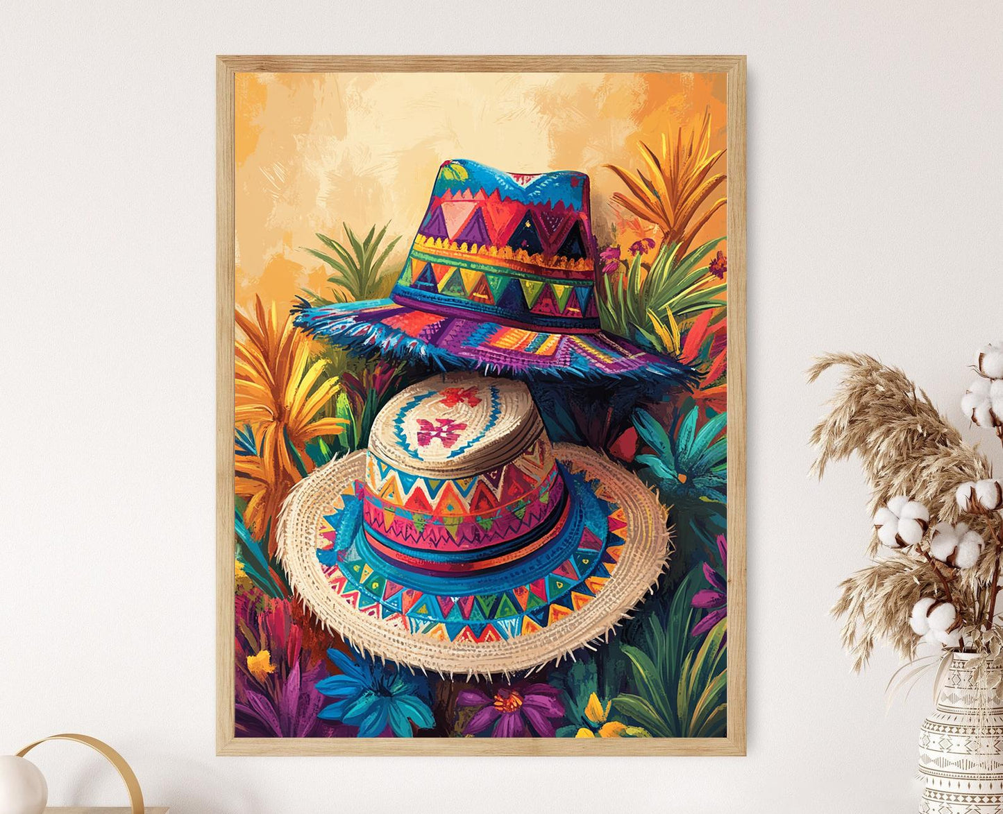 Affiche Aguayo Bolivien & Chapeau Bombín – Illustration de Vêtements Andins