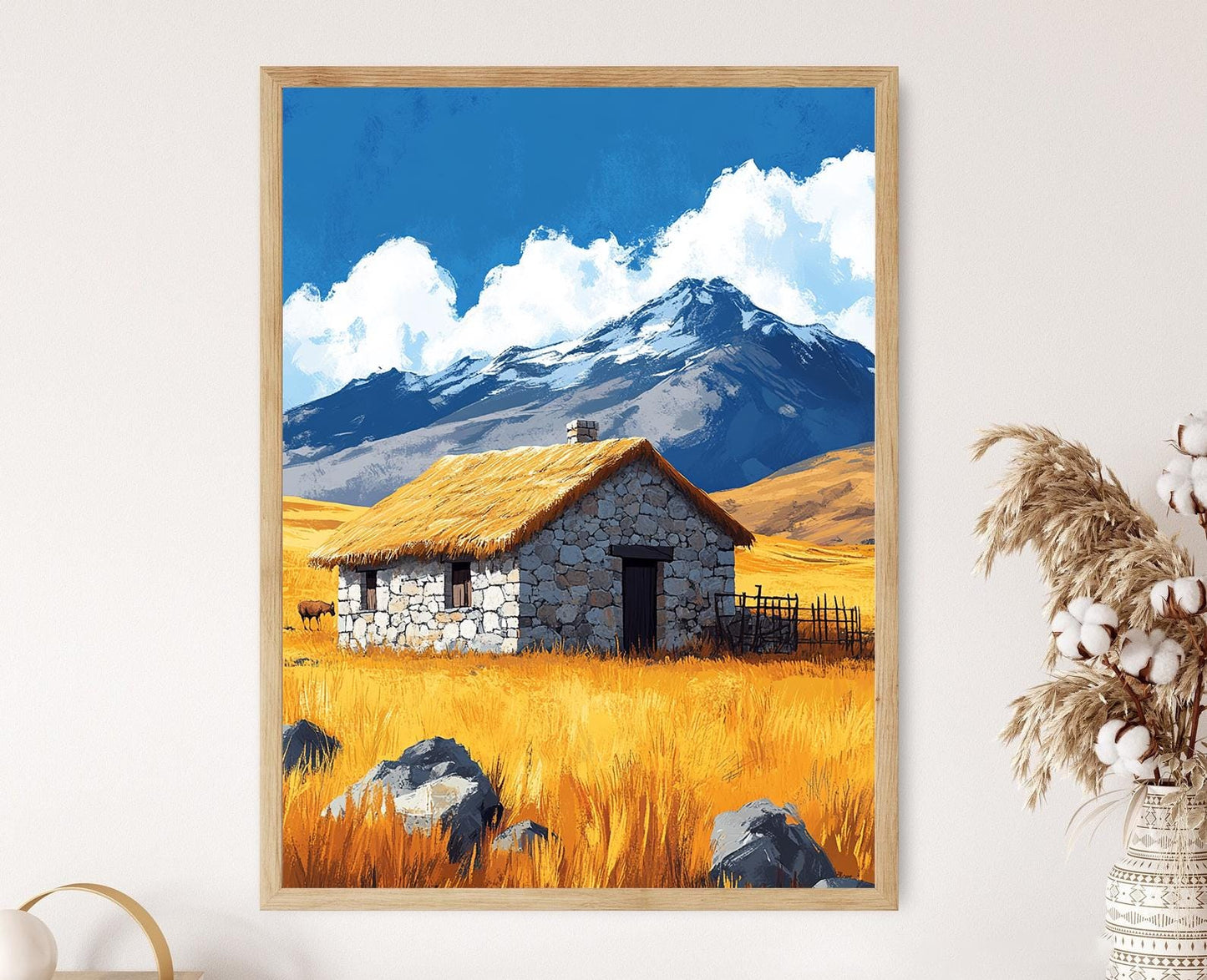 Affiche Bolivienne – Impression Art de Maison : Lamas et Paysage Montagnard