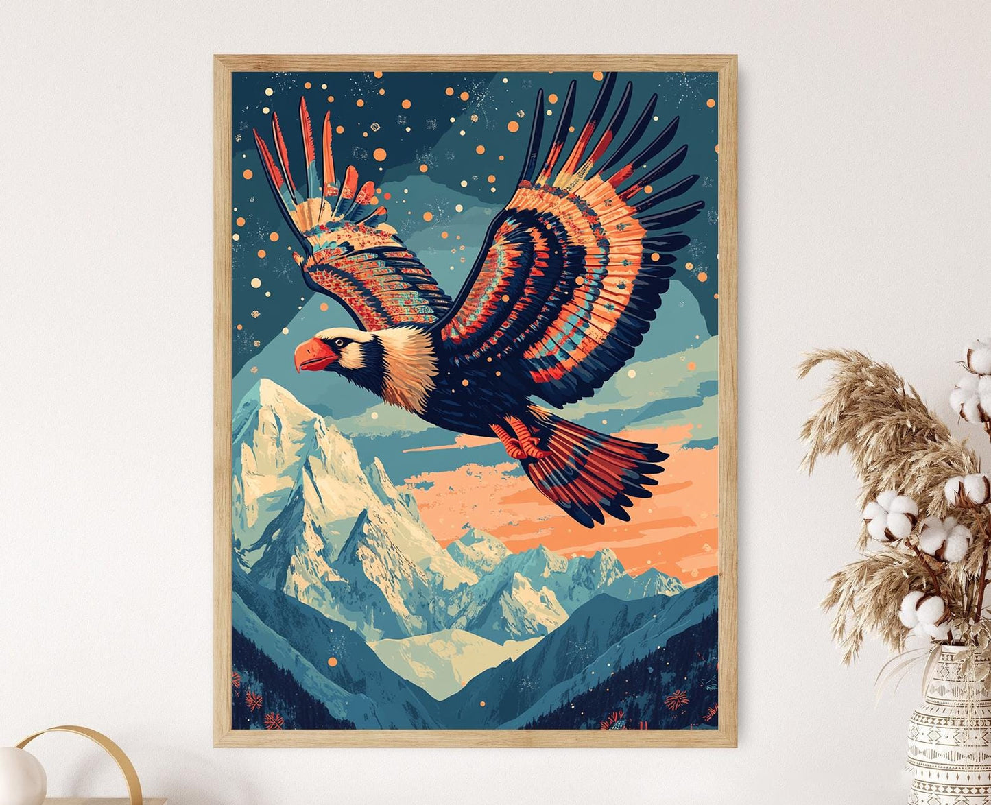 Affiche Condor Andin Bolivien – Illustration Art avec Motifs Wiphala