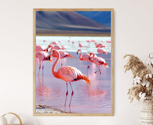 Affiche Laguna Colorada – Imprimé d'art du lac rouge vibrant avec flamants