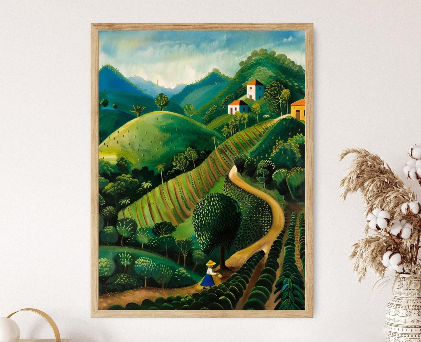 Affiche Champs de Café Bolivien – Peinture Murale Naturelle Rustique