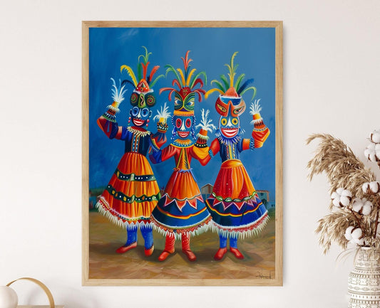 Affiche Diablada – Affiche de Danseurs Boliviens en Costumes Vibrants