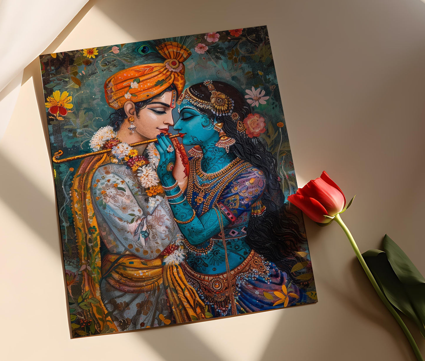Affiche Radha Krishna – Poster Art Mythologique Indienne