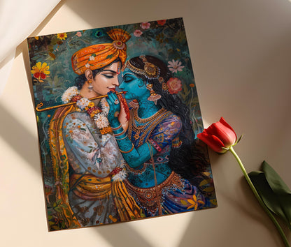 Affiche Radha Krishna – Poster Art Mythologique Indienne