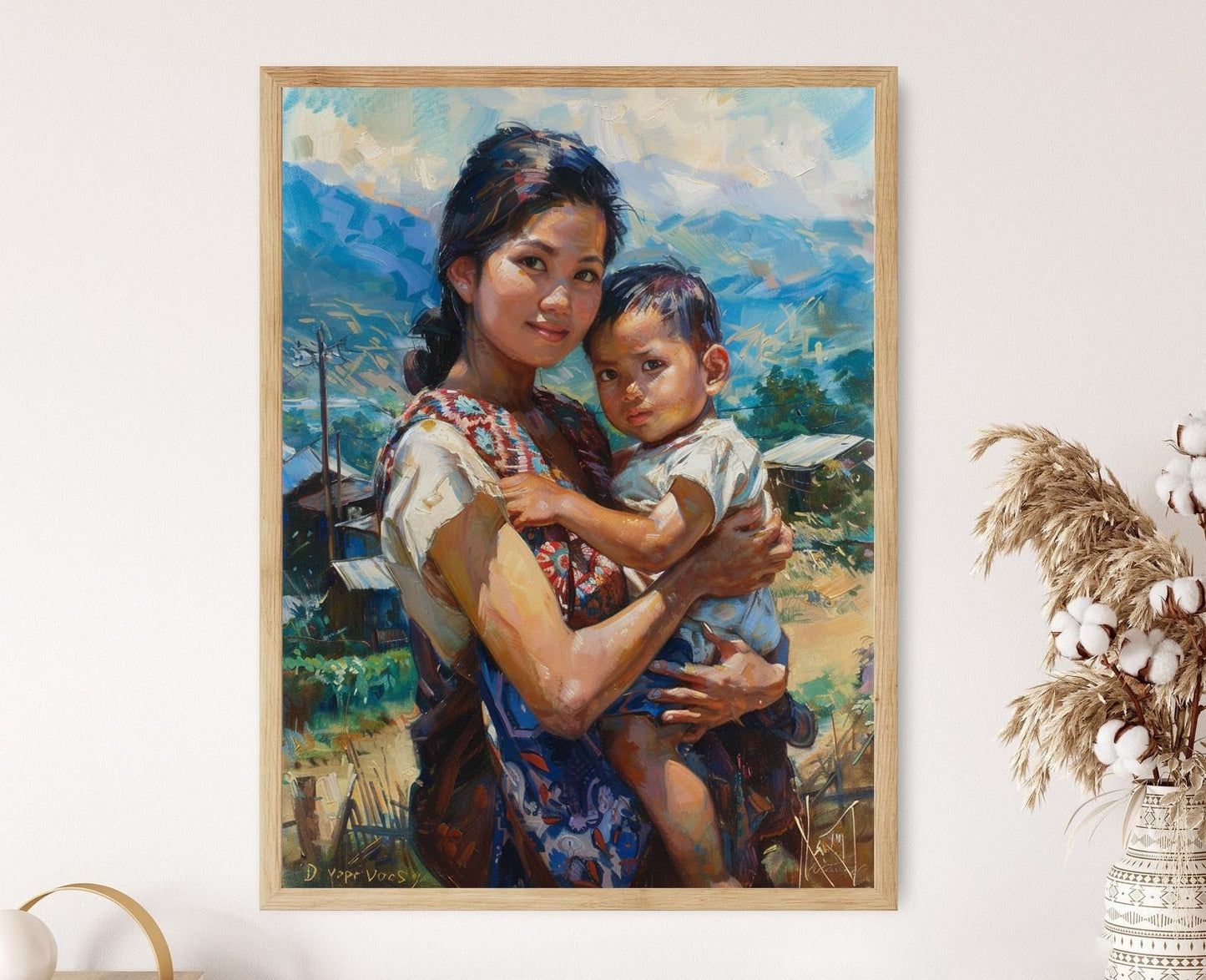 Affiche Mère et Fille Filipine – Art Traditionnel des Philippines
