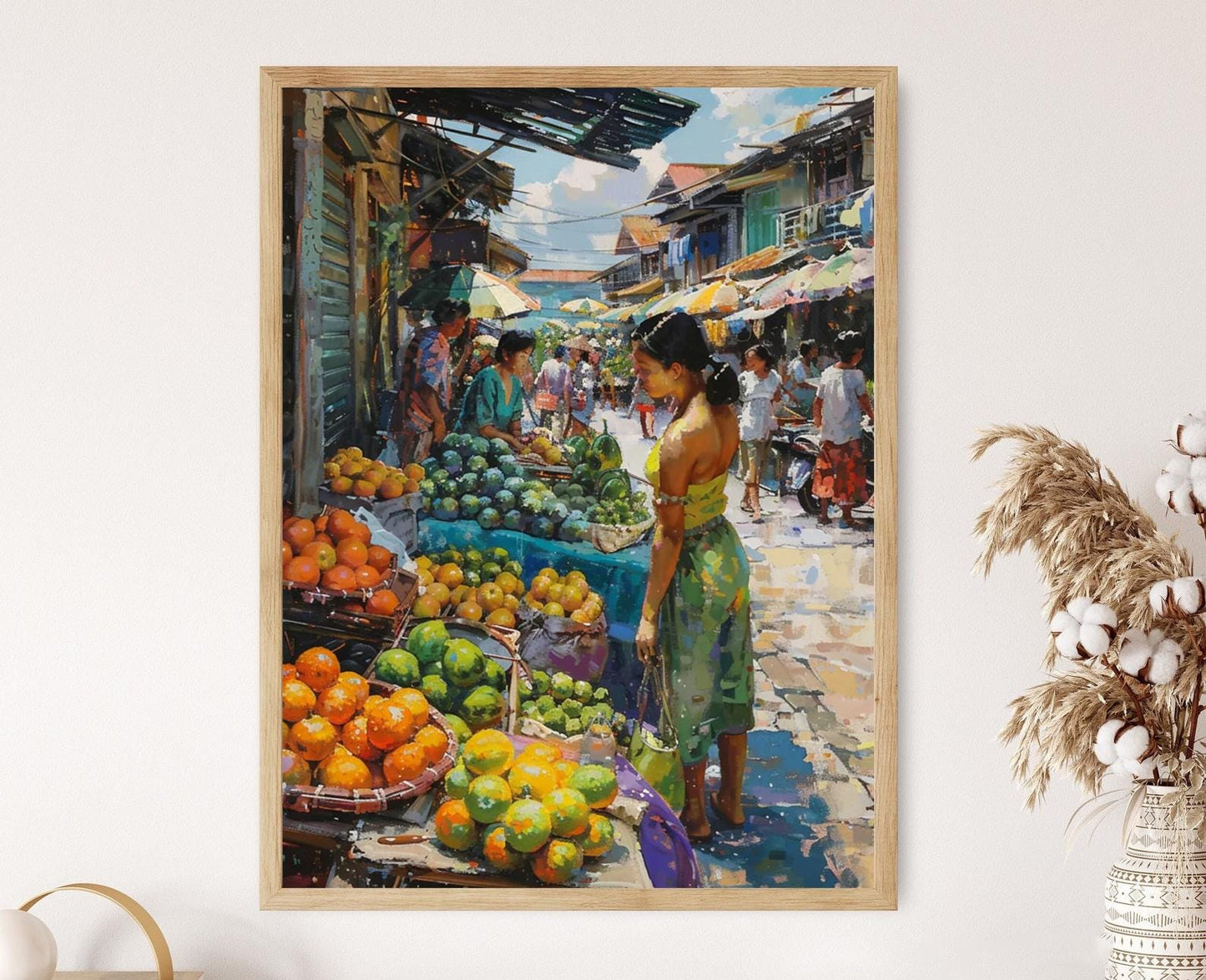 Affiche Marché de Fruits Philippins – Poster Art Murale Tropicale Colorée