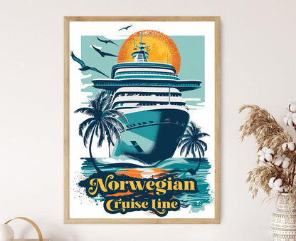 Affiche Vintage Norwegian Cruise Line – Poster Art de Voyage Élégant