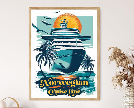 Affiche Vintage Norwegian Cruise Line – Poster Art de Voyage Élégant