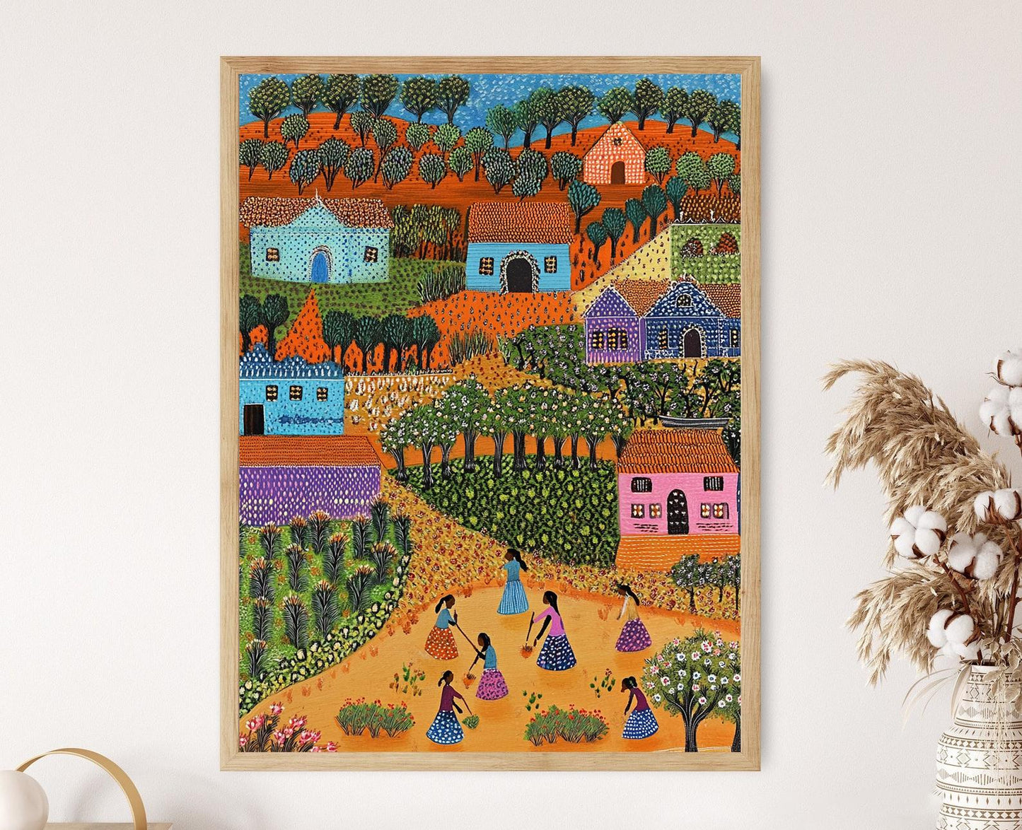 Affiche Vie de Village Mithila – Poster Scène Rurale Indienne