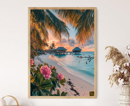 Affiche Polynésie Française – Poster Plage Matira, Sable Fin & Lagune Cristalline