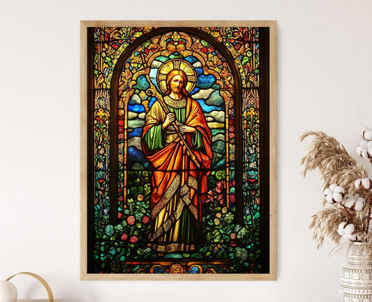 Affiche Art Vitral Religieux – Poster Iconographie Chrétienne, Lumière Sacrée