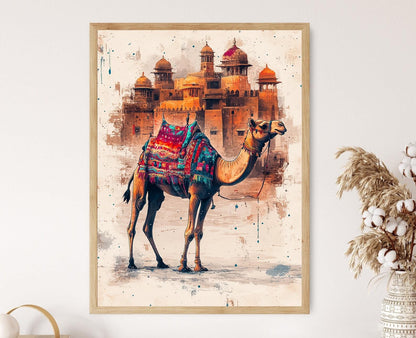 Affiche Rann de Kutch – Poster Art Camel, Broderie Gujari et Paysage désertique