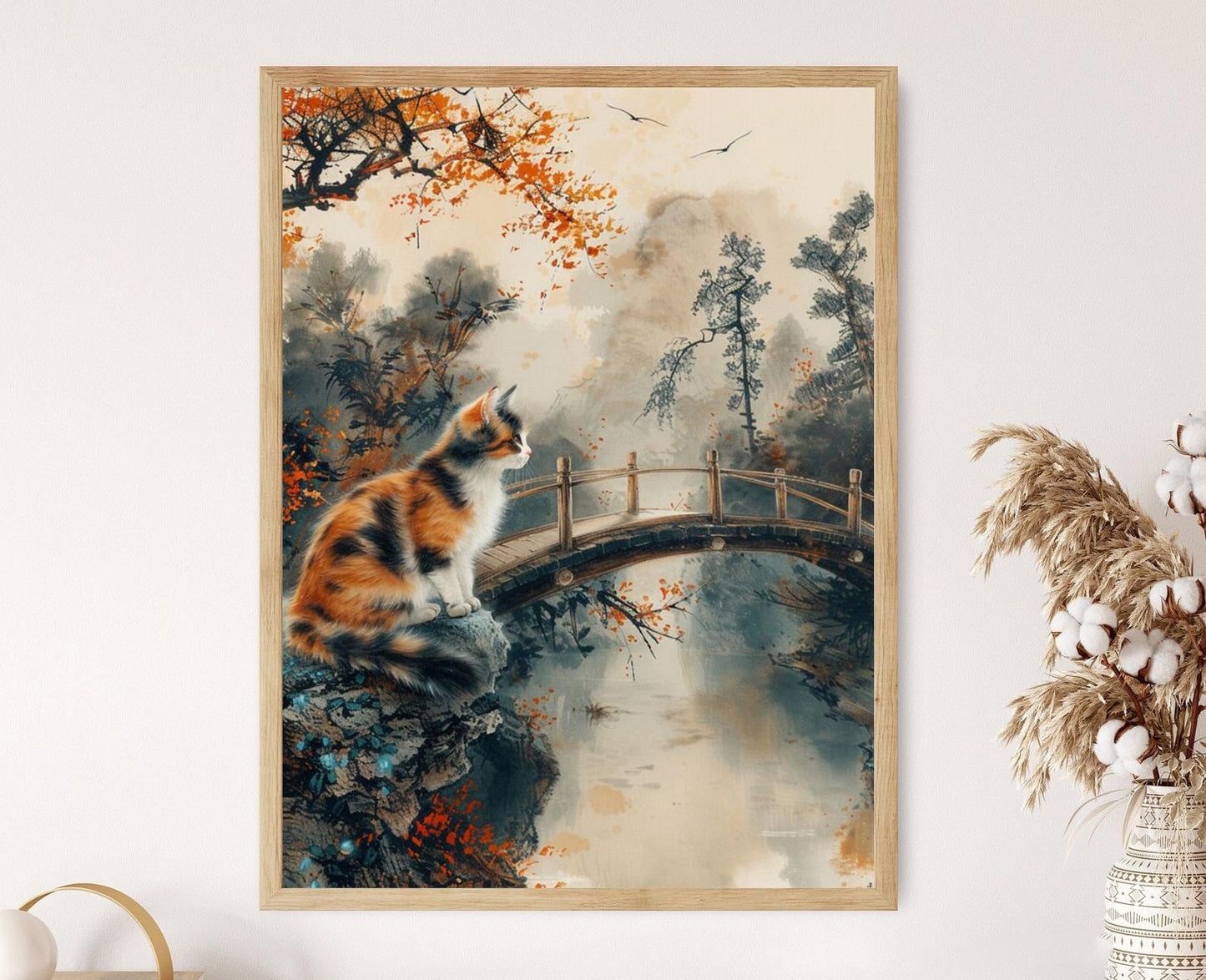 Affiche Chat Endormi Wabi-Sabi – Art de Jardin Zen
