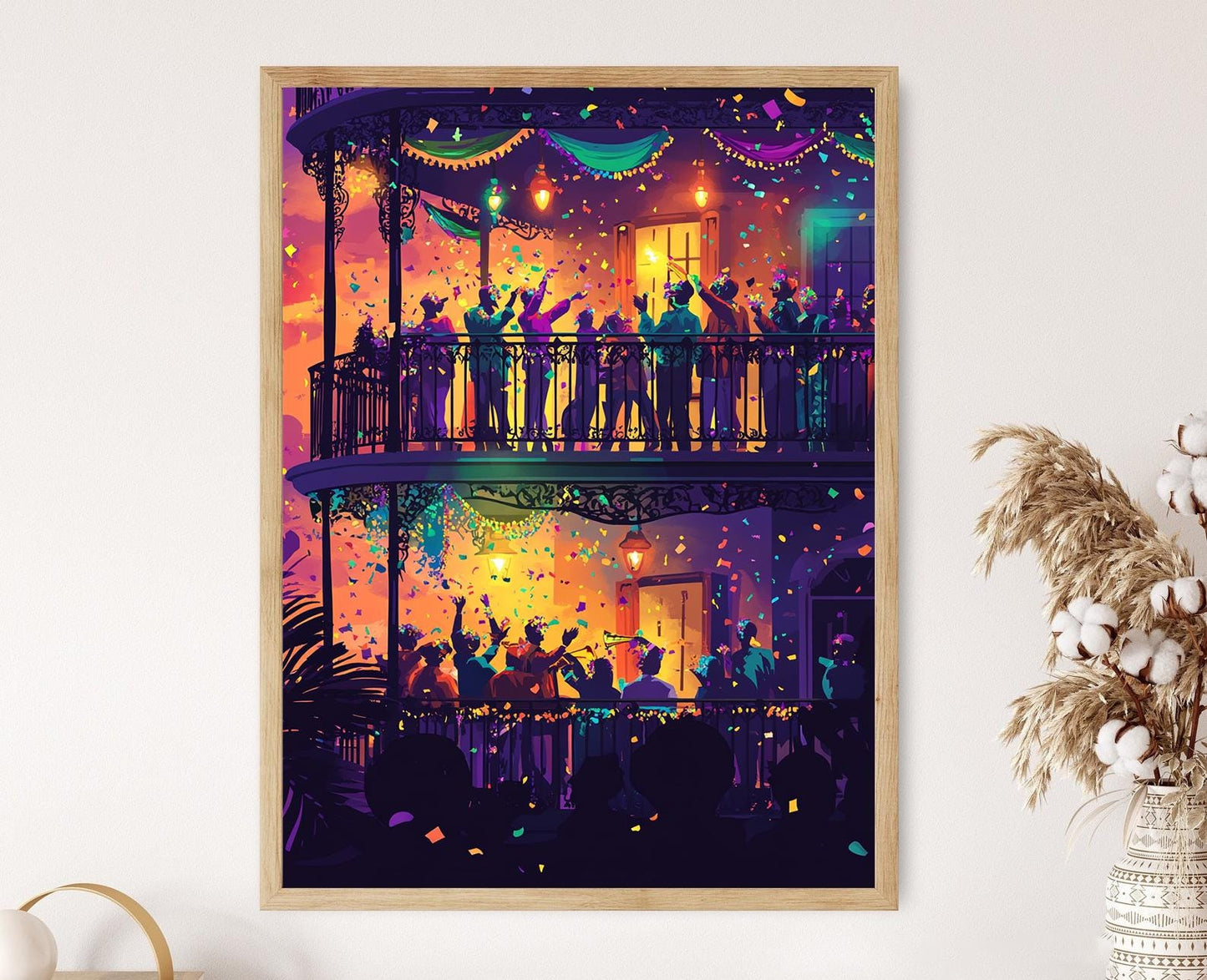 Affiche Mardi Gras – Impression d'art scène de balcon à la Nouvelle-Orléans