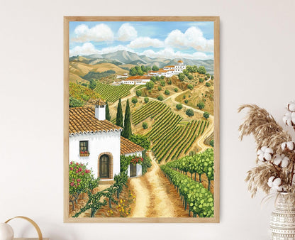 Affiche Jerez de la Frontera – Poster Vignobles andalous et caves à vin