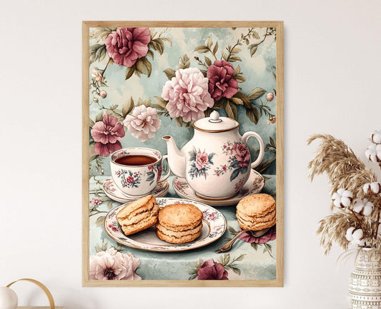Affiche Thé Anglais – Poster Art avec Théière et Scones