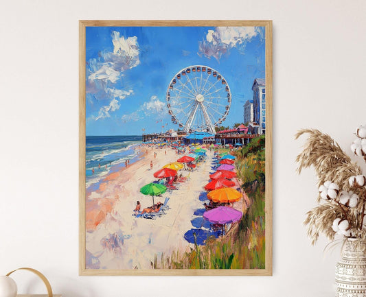 Affiche Myrtle Beach – Impression artistique de la plage et des parasols