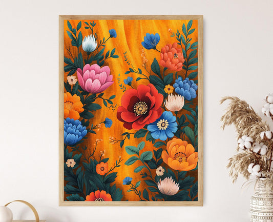 Affiche Phulkari – Poster Art de Dupatta en Broderie Punjabi Traditionnelle