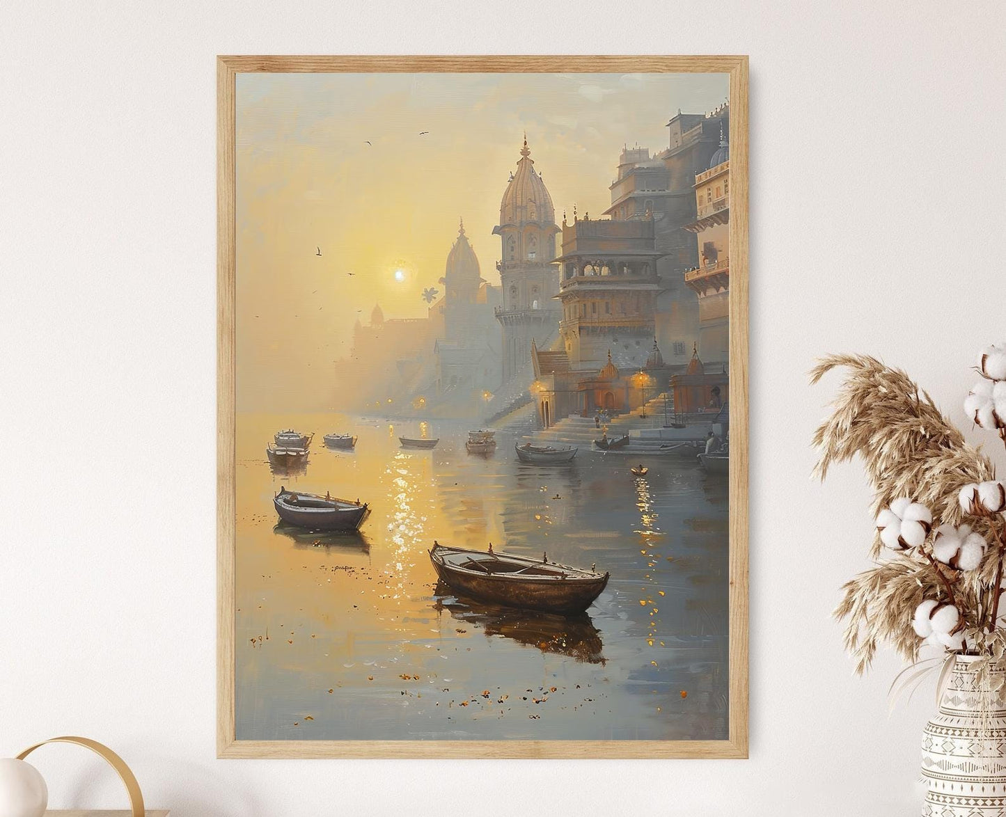 Affiche Aube sur le Gange – Poster Paysage Indien Apaisant