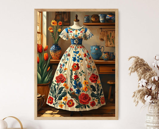 Affiche Matyó – Poster Art Déco Hongrois avec Motifs Traditionnels