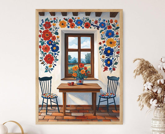 Affiche Matyó – Poster Art mural traditionnel hongrois en fleurs