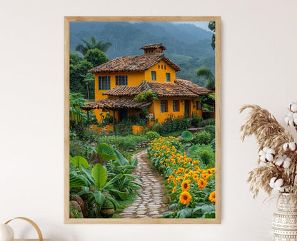 Affiche Villa Colombienne – Impression Giclée Jardin Luxuriant
