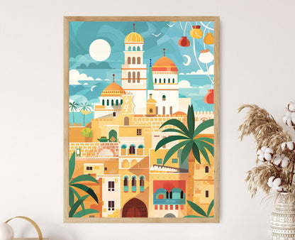 Affiche Tunis – Poster de l'historique Médina et de la mosquée Zaytuna