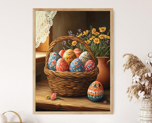 Affiche Pâques Kashubienne – Poster Art Pisanki Traditionnel Peint à la Main