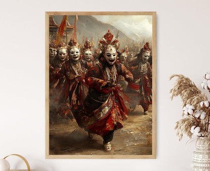 Affiche Danse Masquée Népalise – Poster Art Traditionnel de Festival