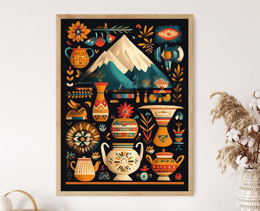 Affiche Artisanat Népalais – Poster Textiles et Poteries Traditionnels