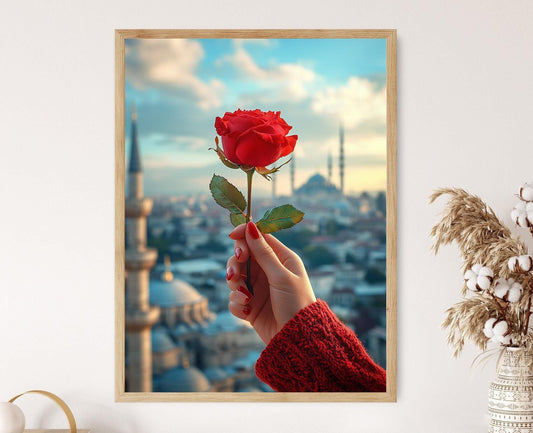 Affiche Istanbul Rose – Poster Photographie romantique de la ville turque