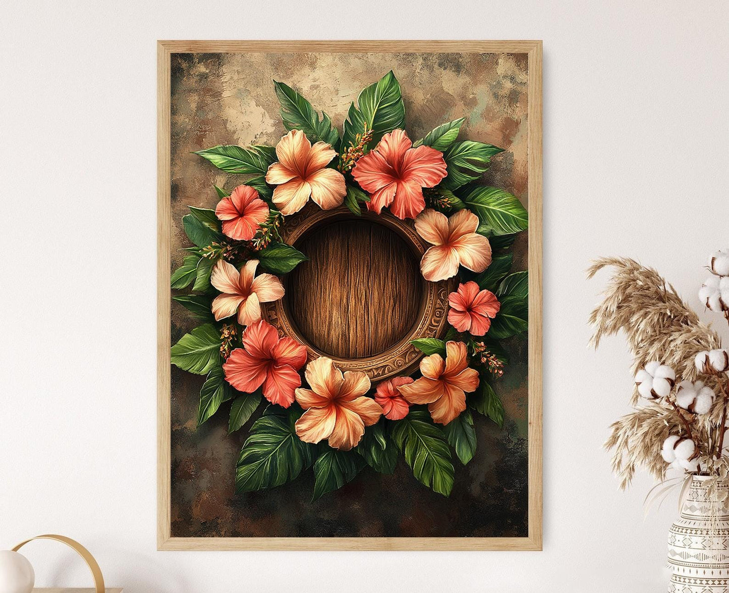Affiche Couronne de Fleurs Tiaré – Art Tropical pour Décor Insulaire
