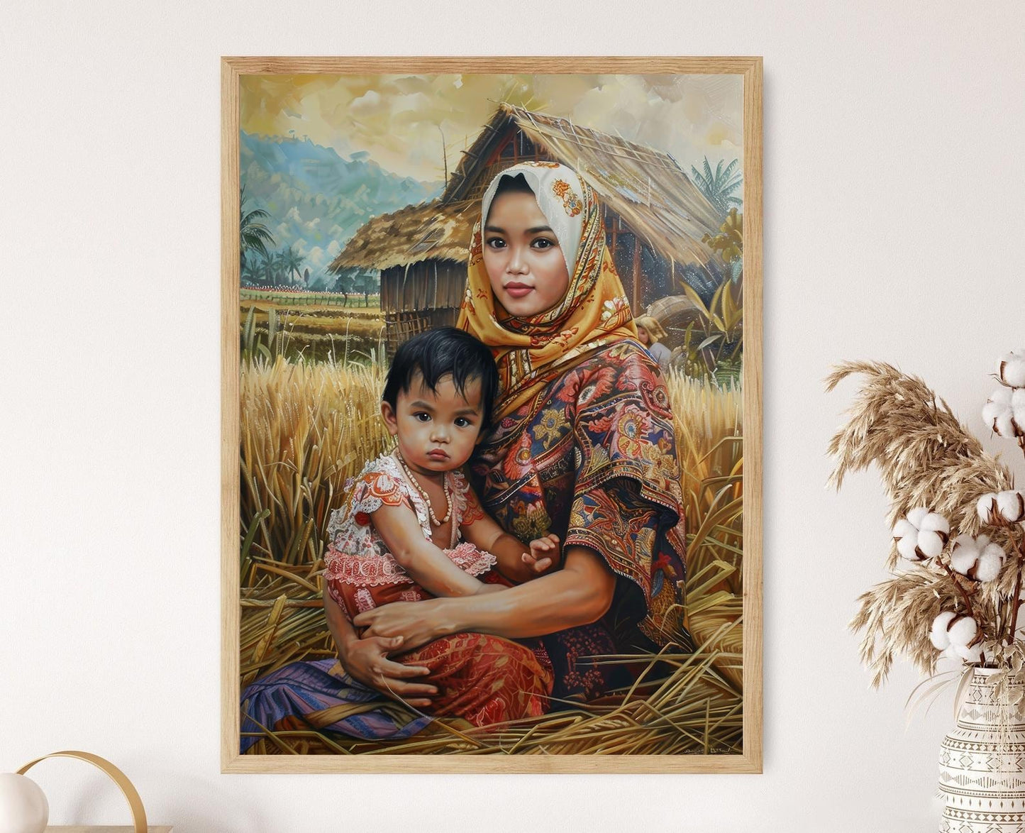 Affiche Mère et Enfant – Art Print en Kebaya, Décor Culturel