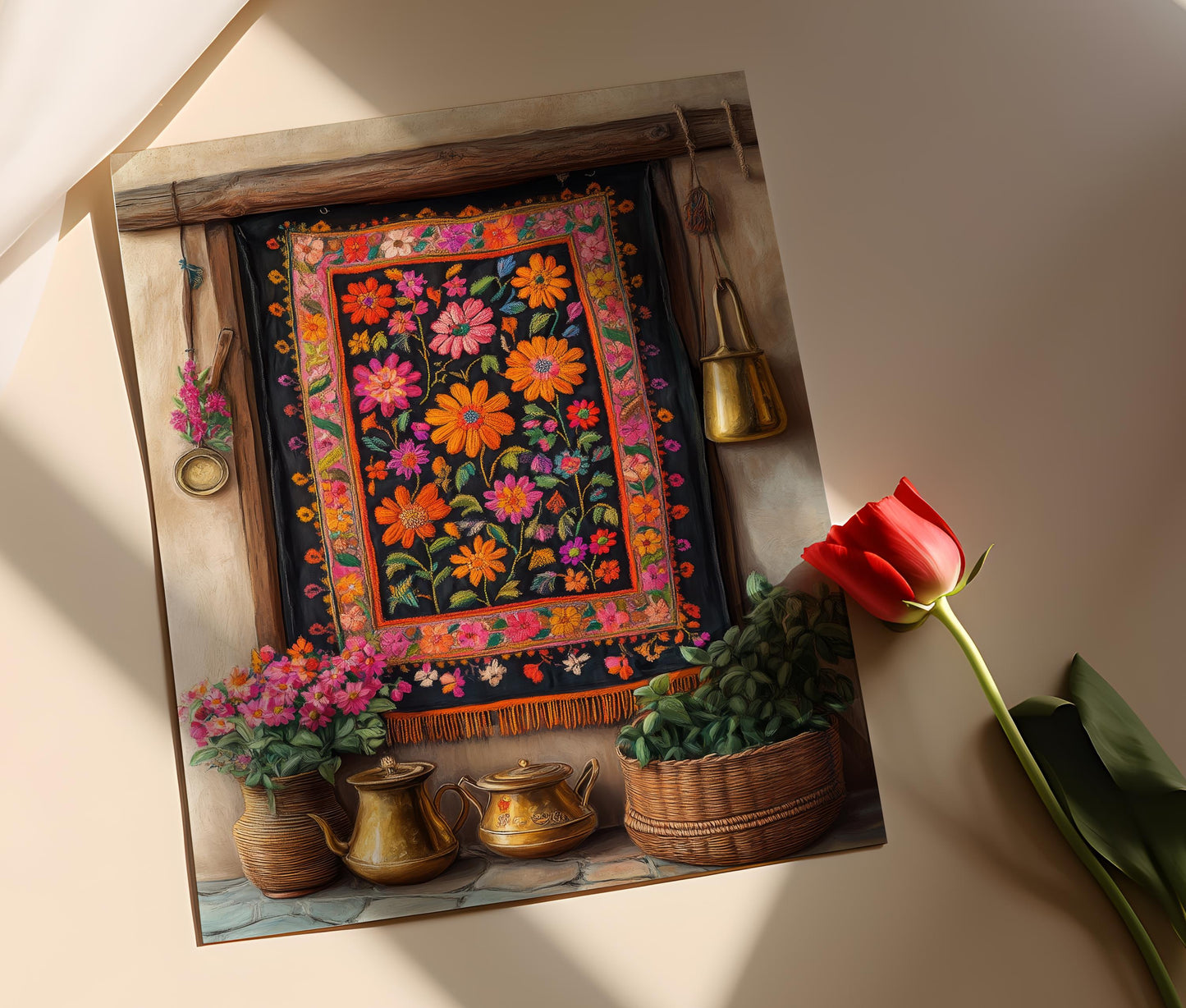 Affiche Phulkari Punjabi – Poster Émaillé Vibrant et Élégant