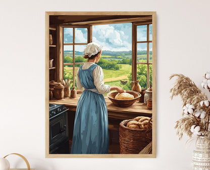 Affiche Cuisine Amish – Illustration de Pain Frais au Four