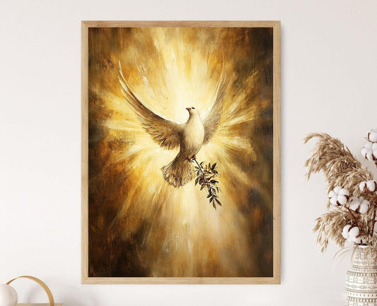 Affiche Colombe avec Branche d'Olive – Poster de Paix et Esprit Saint