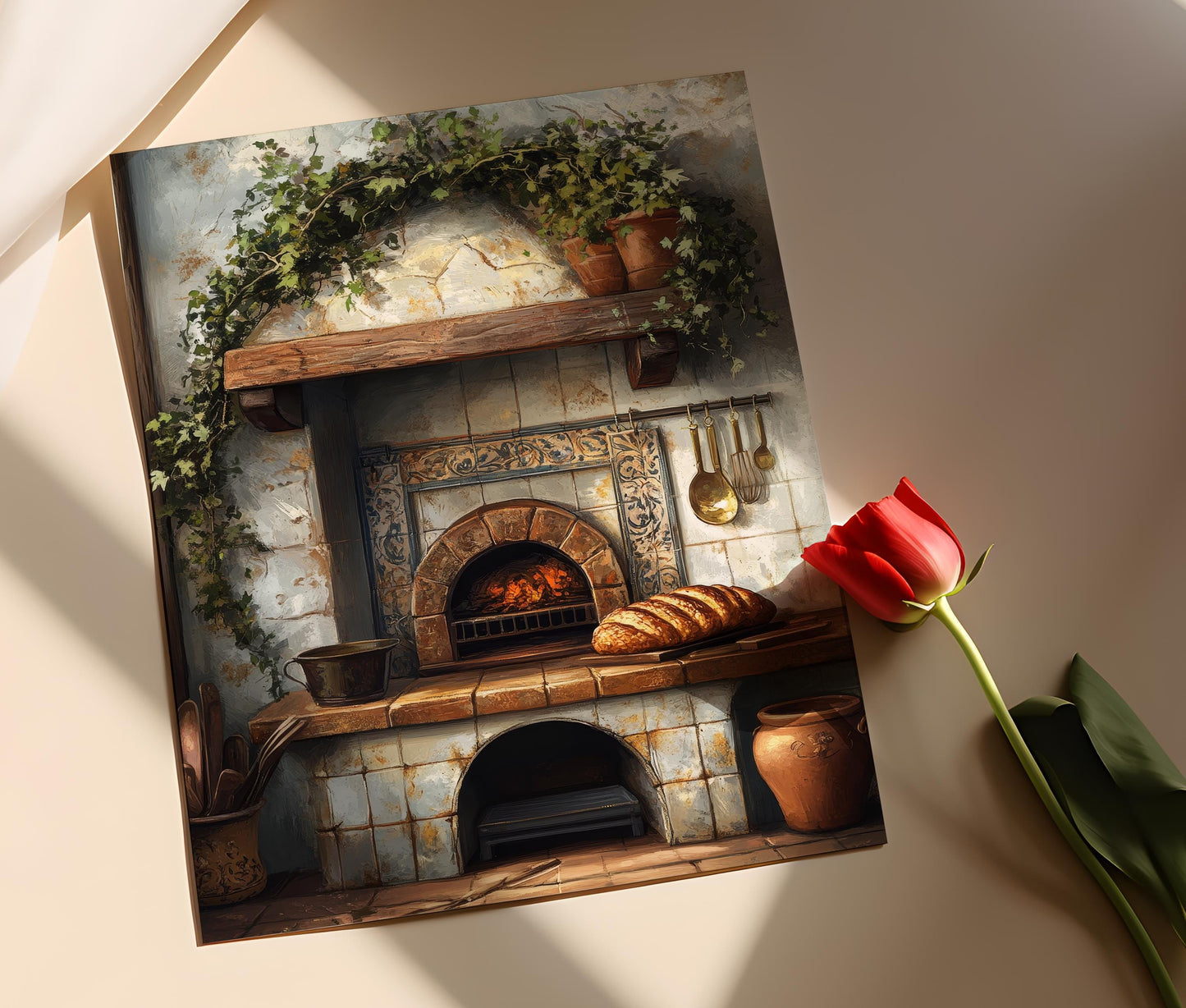 Affiche Cuisine Serbe Rustique – Illustration du Pain Poga?a et Ustensiles