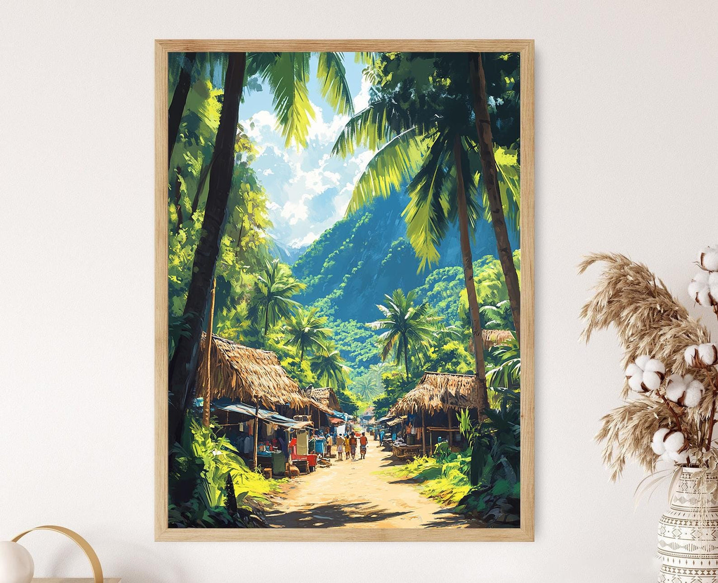 Affiche Quezon Village – Poster Illustration du Paysage Tropical Filipino