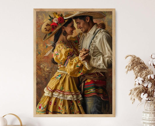 Affiche Danse Jarabe Tapatío – Peinture Mexicaine Éclatante pour Décor