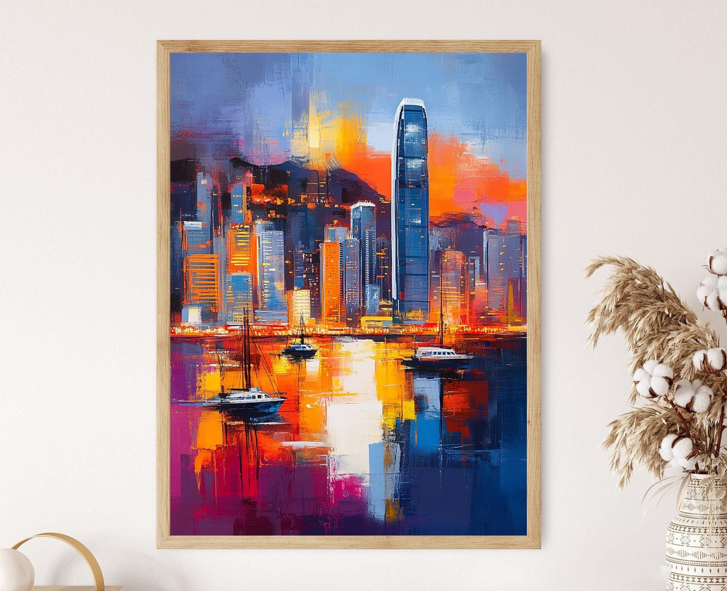 Affiche Hong Kong – Poster Scène Nocturne du Port Victoria