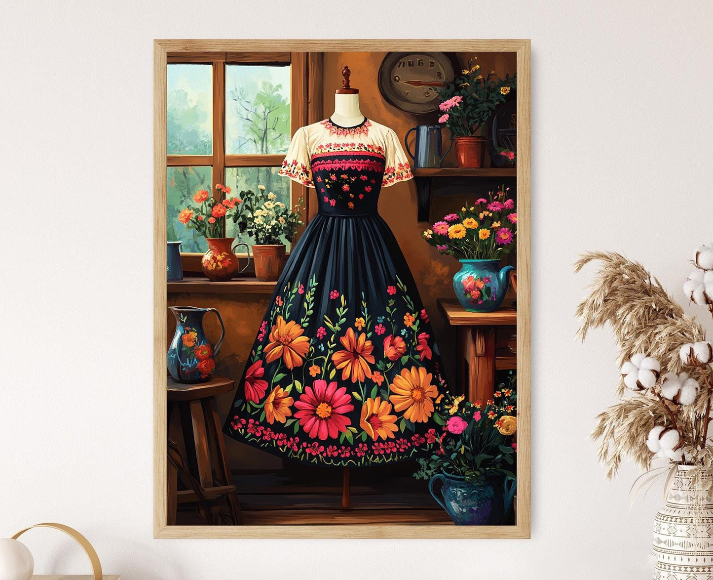 Affiche Folk Estonien – Poster Illustration Broderie Traditionnelle