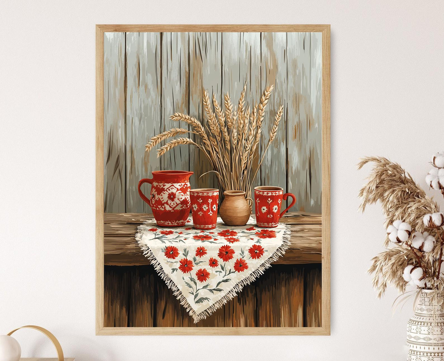 Affiche Broderie Russe – Illustration de Nappe Traditionnelle