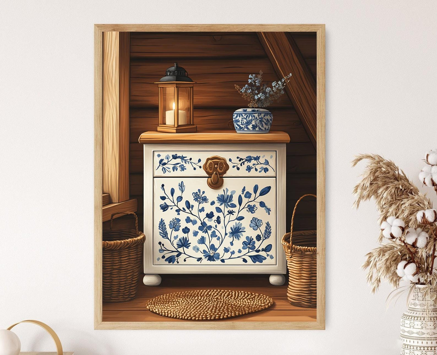 Affiche Art Populaire Danois – Poster Illustration de Coffre Peint