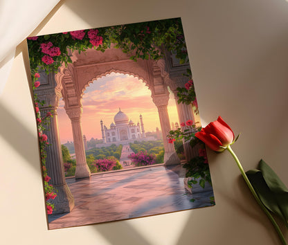 Affiche Agra – Poster Art Héritage Indien, Vue du Taj Mahal